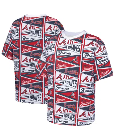 Outerstuff Kids' Big Boys And Girls Red Atlanta Braves All-over Pennant T-shirt