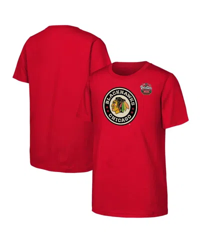 Outerstuff Kids' Big Boys And Girls Red Chicago Blackhawks 2025 Nhl Winter Classic Primary Logo T-shirt