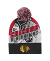 Outerstuff Big Boys And Girls Red Chicago Blackhawks New Edge Cuffed With Pom Knit Hat In Multi