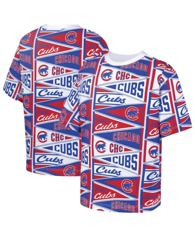 Outerstuff Kids' Big Boys And Girls Red Chicago Cubs All-over Pennant T-shirt In Multi