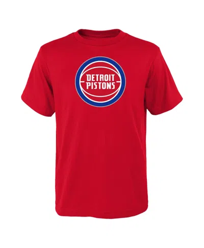 Outerstuff Kids' Big Boys' And Girls' Red Detroit Pistons Primary Logo T-shirt
