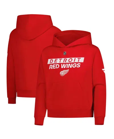 Outerstuff Kids' Big Boys And Girls Red Detroit Red Wings Authentic Pro Wordmark Fleece Pullover Hoodie