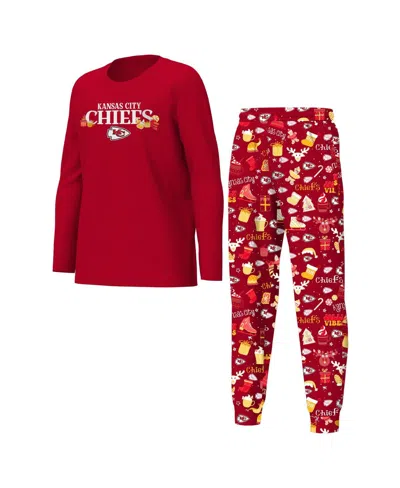 Outerstuff Kids' Big Boys And Girls Red Kansas City Chiefs Chestnut Holiday Sleep Set