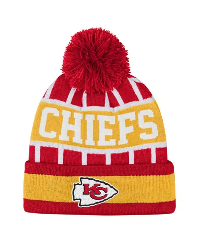 Outerstuff Kids' Big Boys And Girls Red Kansas City Chiefs Go Fast Cuffed With Pom Knit Hat