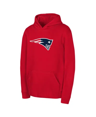 Outerstuff Kids' Big Boys And Girls Red New England Patriots Team Logo Pullover Hoodie In Brown