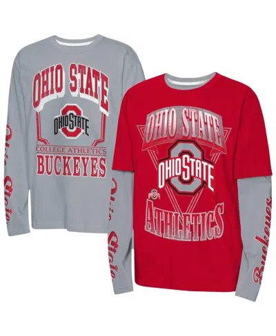 Outerstuff Kids' Big Boys' And Girls' Red Ohio State Buckeyes Combo T-shirt Set