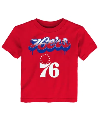 Outerstuff Babies' Big Boys And Girls Red Philadelphia 76ers Bubbly Script T-shirt
