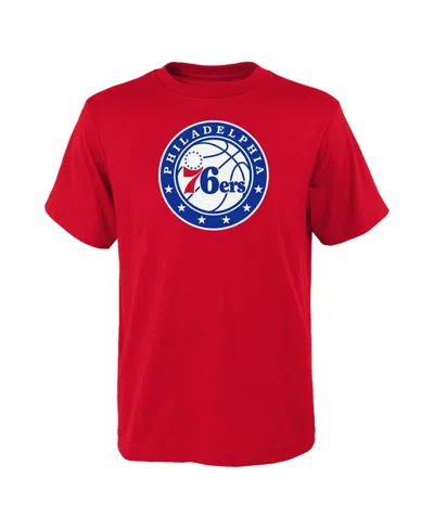 Outerstuff Kids' Big Boys And Girls Red Philadelphia 76ers Primary Logo T-shirt