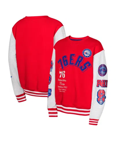 Outerstuff Kids' Big Boys And Girls Red Philadelphia 76ers Star Treatment Pullover Sweatshirt