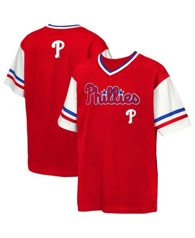 Outerstuff Kids' Big Boys And Girls Red Philadelphia Phillies Big League Base Runner Ringer T-shirt