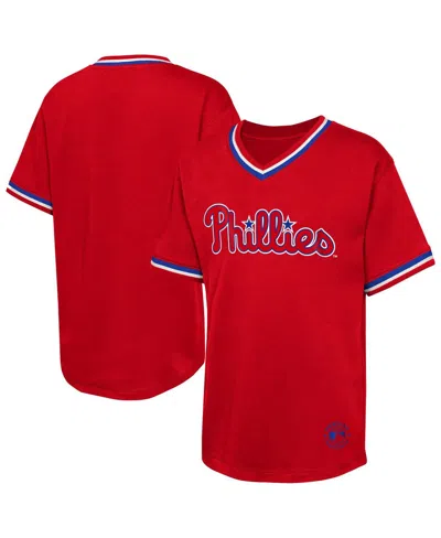 Outerstuff Kids' Big Boys And Girls Red Philadelphia Phillies Relief Pitcher V-neck T-shirt