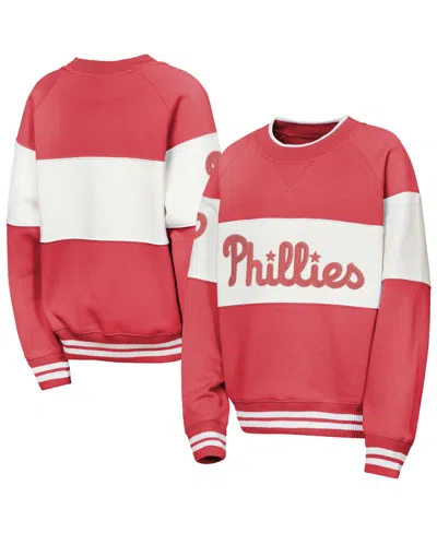 Outerstuff Kids' Big Boys' And Girls' Red Philadelphia Phillies Ultimate Pastels On Base Sweatshirt In Red,cream