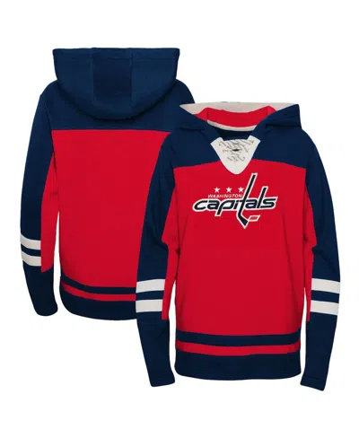 Outerstuff Kids' Big Boys And Girls Red Washington Capitals Revisited Lace-up V-neck Pullover Hoodie