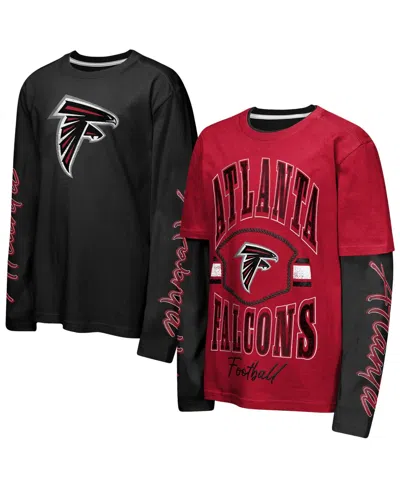 Outerstuff Kids' Big Boys' And Girls' Red/black Atlanta Falcons Motion Combo Set T-shirts In Red,black