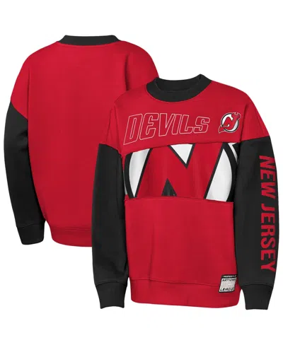 Outerstuff Kids' Big Boys' And Girls' Red/black New Jersey Devils Impact Player Sweatshirt In Red,black