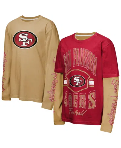 Outerstuff Kids' Big Boys' And Girls' Red/gold San Francisco 49ers Motion T-shirt Combo Set, 2-piece In Red,gold