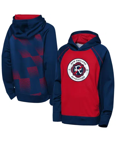 Outerstuff Kids' Big Boys And Girls Red/navy New England Revolution Striker Fleece Hoodie In Multi
