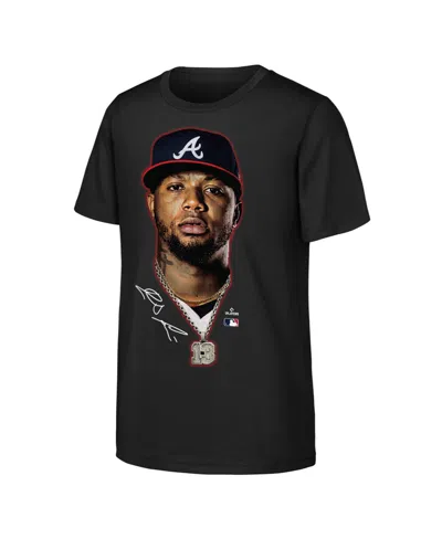 Outerstuff Kids' Big Boys And Girls Ronald Acuna Jr. Black Atlanta Braves Headliner T-shirt