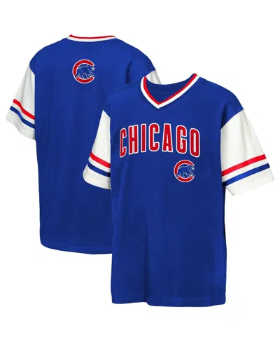 Outerstuff Kids' Big Boys And Girls Royal Chicago Cubs Big League Base Runner Ringer T-shirt In Blue