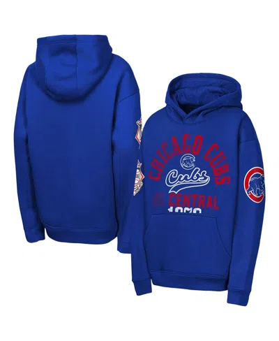 Outerstuff Kids' Big Boys And Girls Royal Chicago Cubs Premium Sweep Fleece Hoodie In Blue
