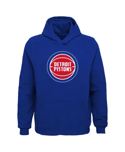 Outerstuff Kids' Big Boys' And Girls' Royal Detroit Pistons Primary Logo Pullover Hoodie In Blue