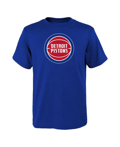 Outerstuff Kids' Big Boys And Girls Royal Detroit Pistons Primary Logo T-shirt In Blue
