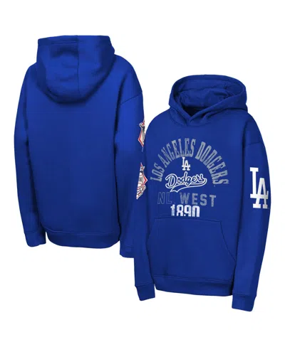 Outerstuff Kids' Big Boys And Girls Royal Los Angeles Dodgers Premium Sweep Fleece Hoodie In Blue