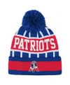 Outerstuff Big Boys And Girls Royal New England Patriots Go Fast Cuffed Knit With Pom Hat In Blue