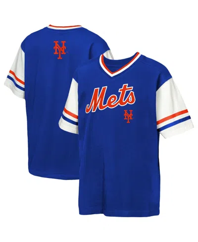 Outerstuff Kids' Big Boys And Girls Royal New York Mets Big League Base Runner Ringer T-shirt