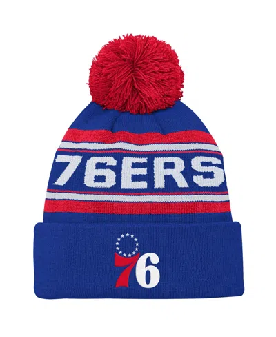 Outerstuff Kids' Big Boys' And Girls' Royal Philadelphia 76ers Backboard Jacquard Cuffed Knit Hat