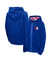 Outerstuff Big Boys And Girls Royal Philadelphia 76ers Key Line Sherpa Full-zip Hoodie In Blue