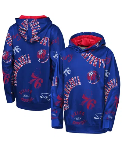 Outerstuff Kids' Big Boys And Girls Royal Philadelphia 76ers Moving Violation Hoodie In Blue