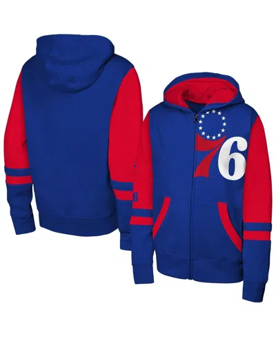 Outerstuff Kids' Big Boys And Girls Royal Philadelphia 76ers Straight To The League Full-zip Hoodie In Blue