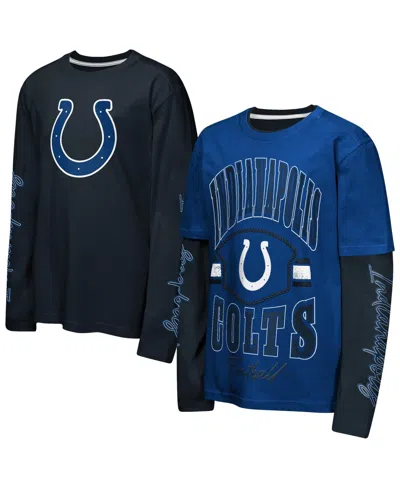 Outerstuff Kids' Big Boys' And Girls' Royal/black Indianapolis Colts Motion T-shirt Combo Set, 2-piece In Royal,black