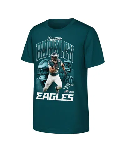 Outerstuff Kids' Big Boys And Girls Saquon Barkley Midnight Green Philadelphia Eagles Triple Pic T-shirt