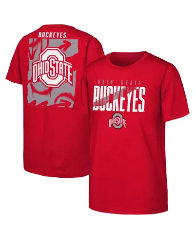 Outerstuff Kids' Big Boys' And Girls' Scarlet Ohio State Buckeyes Cut Through T-shirt
