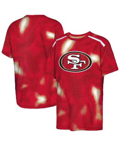 Outerstuff Kids' Big Boys And Girls Scarlet San Francisco 49ers End Zone Dri-tek T-shirt In Red