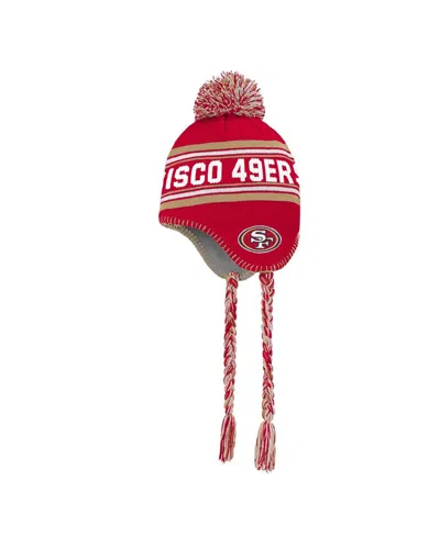 Outerstuff Kids' Big Boys And Girls Scarlet San Francisco 49ers Jacquard Tassel With Pom Knit Hat In Red
