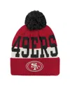Outerstuff Big Boys And Girls Scarlet San Francisco 49ers Modern Fan Cuffed With Pom Knit Hat In Red