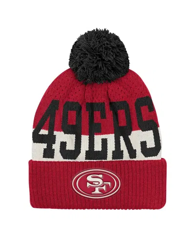 Outerstuff Kids' Big Boys And Girls Scarlet San Francisco 49ers Modern Fan Cuffed With Pom Knit Hat In Red