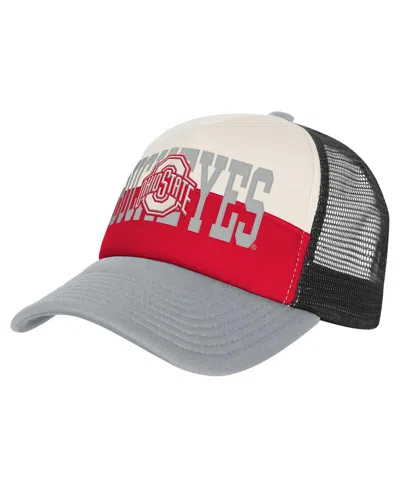 Outerstuff Kids' Big Boys And Girls Scarlet/cream Ohio State Buckeyes Modern Fan Trucker Adjustable Hat In Gray