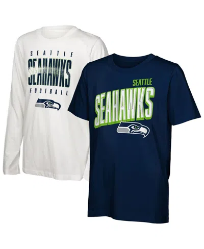 Outerstuff Kids' Big Boys And Girls Seattle Seahawks The Mix Combo T-shirt Set In Blue