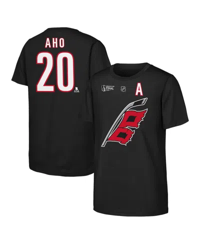 Outerstuff Kids' Big Boys And Girls Sebastian Aho Black Carolina Hurricanes 2026 Stanley Cup Final Name Number T-shir