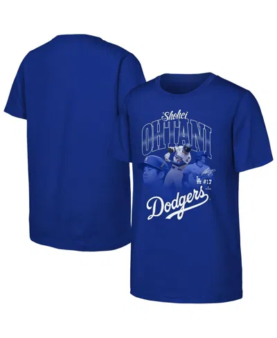 Outerstuff Big Boys And Girls Shohei Ohtani Royal Los Angeles Dodgers Triple Player Graphic T-shirt In Blue