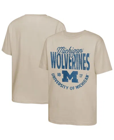 Outerstuff Kids' Big Boys And Girls Tan Michigan Wolverines News Flash T-shirt In Neutral