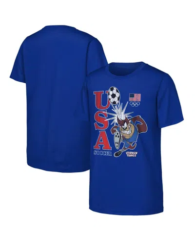 Outerstuff Kids' Big Boys And Girls Tasmanian Devil Royal Team Usa Looney Tunes Soccer T-shirt