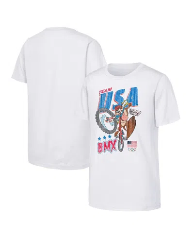 Outerstuff Kids' Big Boys And Girls Tasmanian Devil White Team Usa Looney Tunes Bmx T-shirt