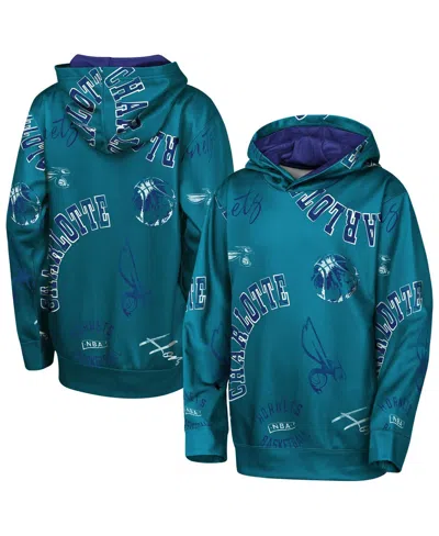 Outerstuff Kids' Big Boys And Girls Teal Charlotte Hornets Moving Violation Hoodie In Blue