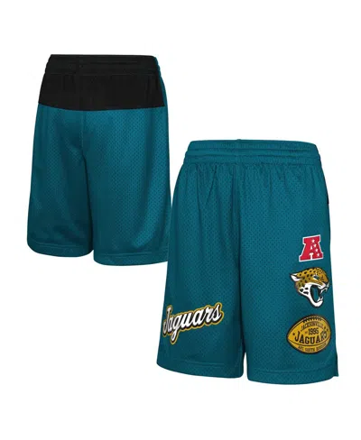 Outerstuff Kids' Big Boys And Girls Teal Jacksonville Jaguars Game Time Color-block Shorts In Green