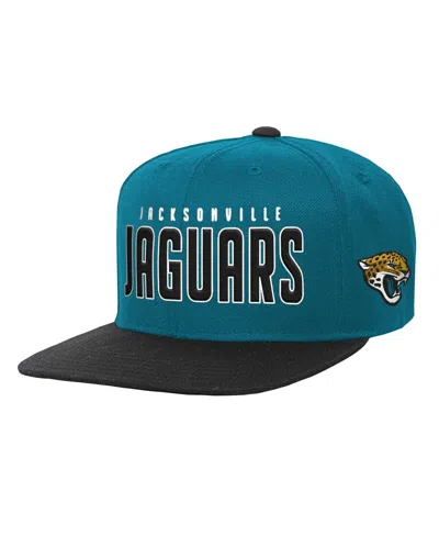 Outerstuff Kids' Big Boys And Girls Teal/black Jacksonville Jaguars Lock Up Flat Brim Snapback Hat In Green